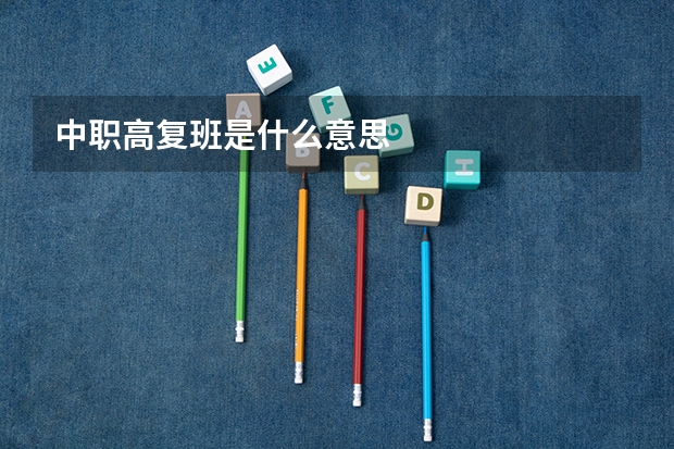 中职高复班是什么意思